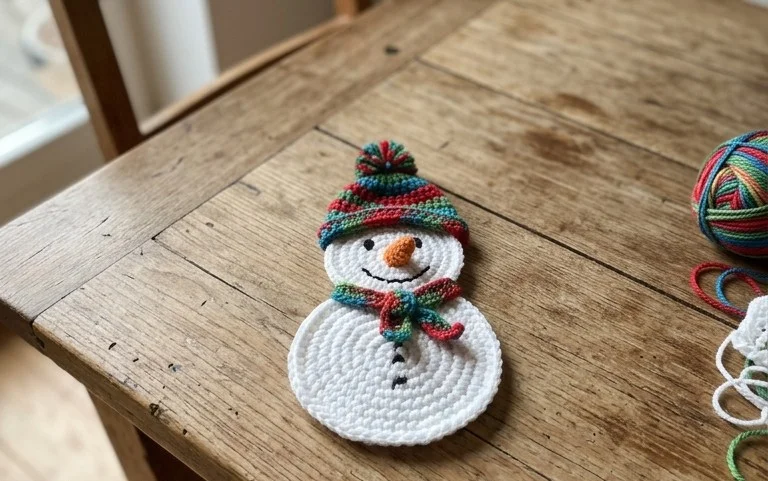 Hübsche Schneemann-Applikationen häkeln: Kostenlose Anleitung