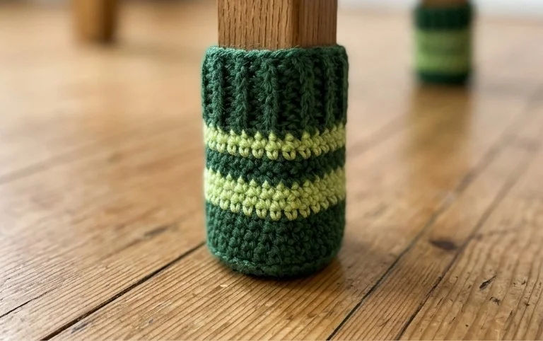 Stuhlsocken häkeln aus Wollresten: kreative Alternative zu Filzgleitern