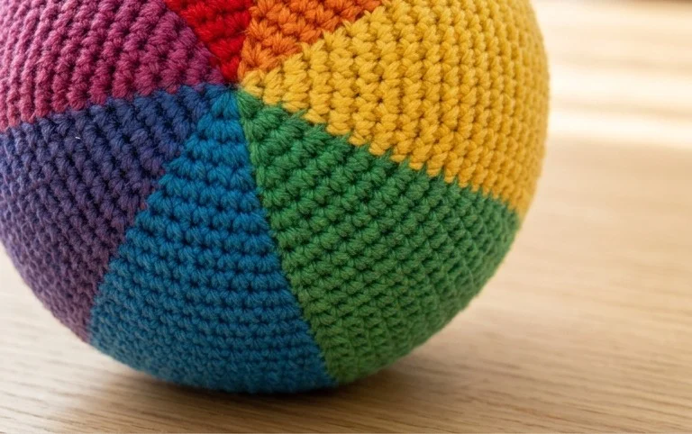 Greifling häkeln in Regenbogenfarben