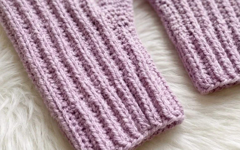 Free Crochet Ribbed Fingerless Gloves Pattern - Crochet Bits
