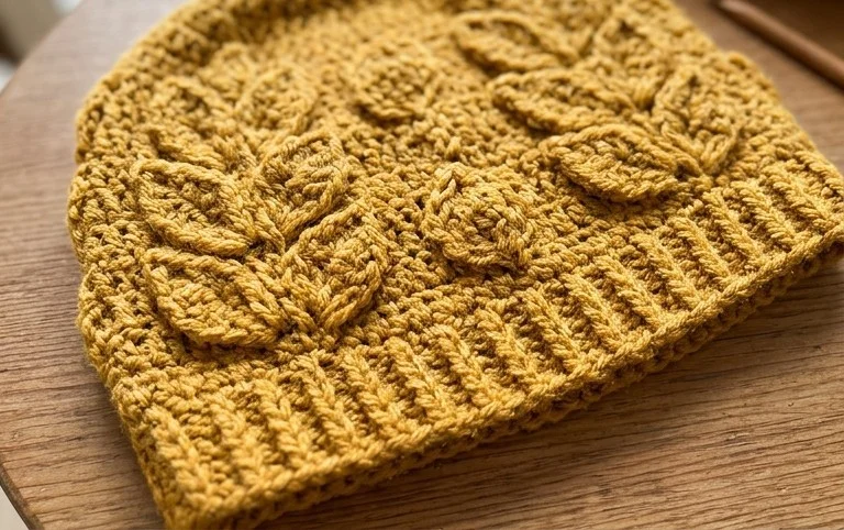 Crochet 3D Leaf Stitch Beanie Hat Free Patterns-Video